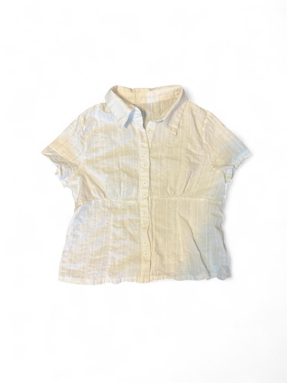 SHEIN Women’s Cream Button-Up Short Sleeve Blouse, Size Large